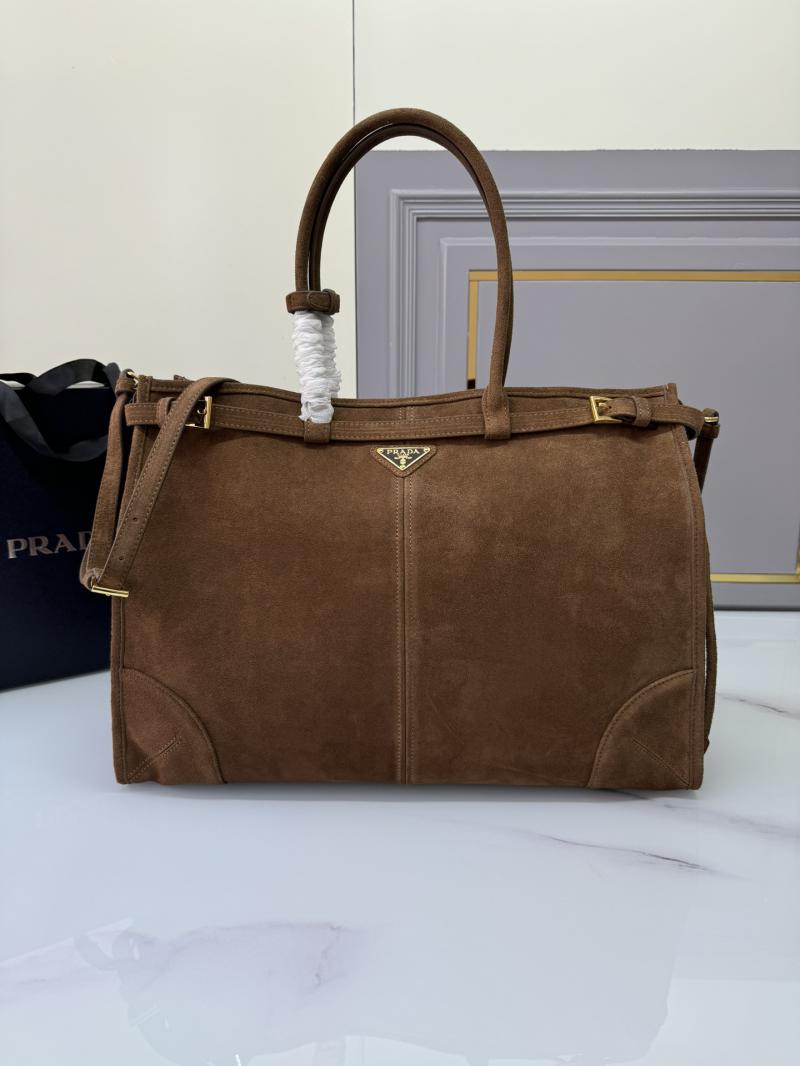 Prada Extra Large suede handbag Brown 1BA439