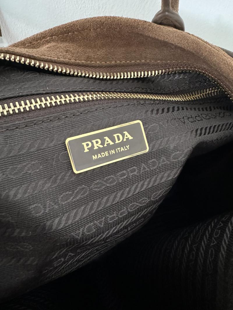 Prada Extra Large suede handbag Brown 1BA439