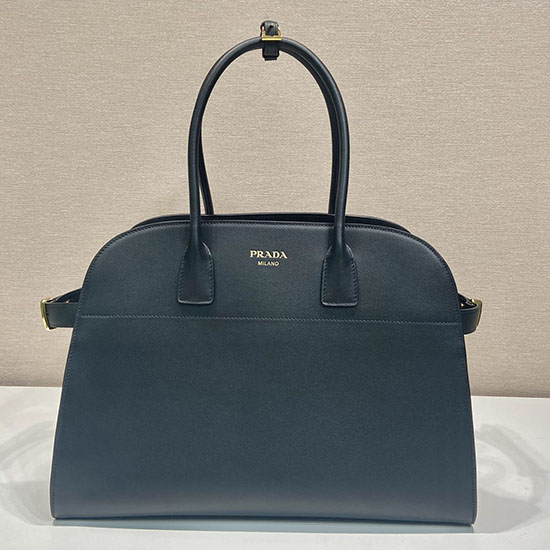 Prada Large leather tote bag with buckles 1BG508 Black