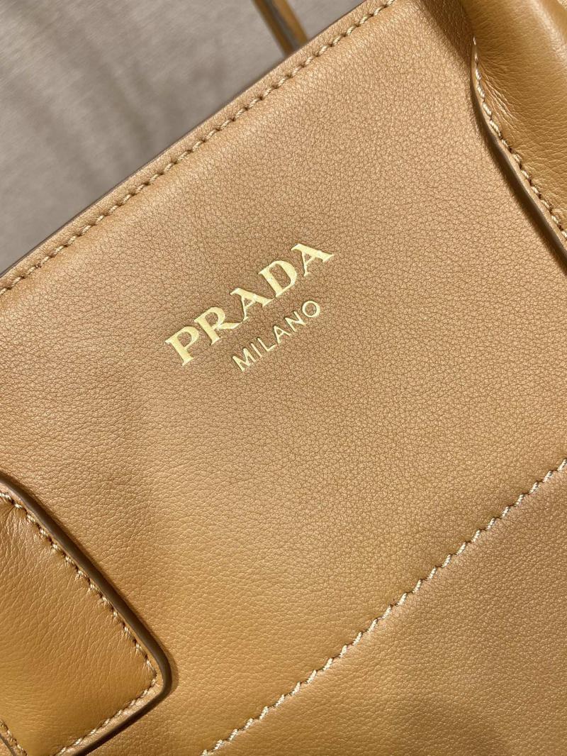 Prada Large leather tote bag with buckles 1BG508 Caramel