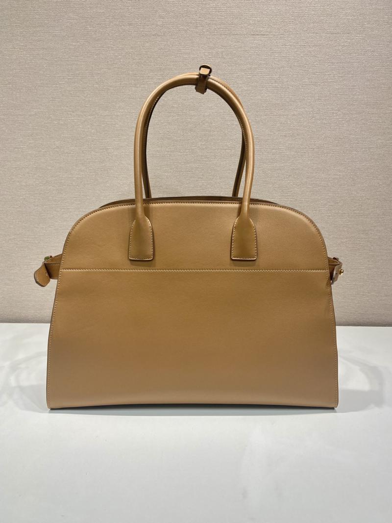 Prada Large leather tote bag with buckles 1BG508 Caramel