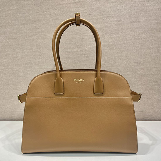 Prada Large leather tote bag with buckles 1BG508 Caramel