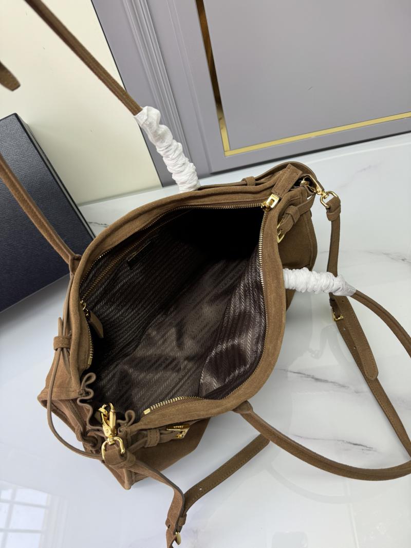 Prada Large suede handbag Brown 1BA433