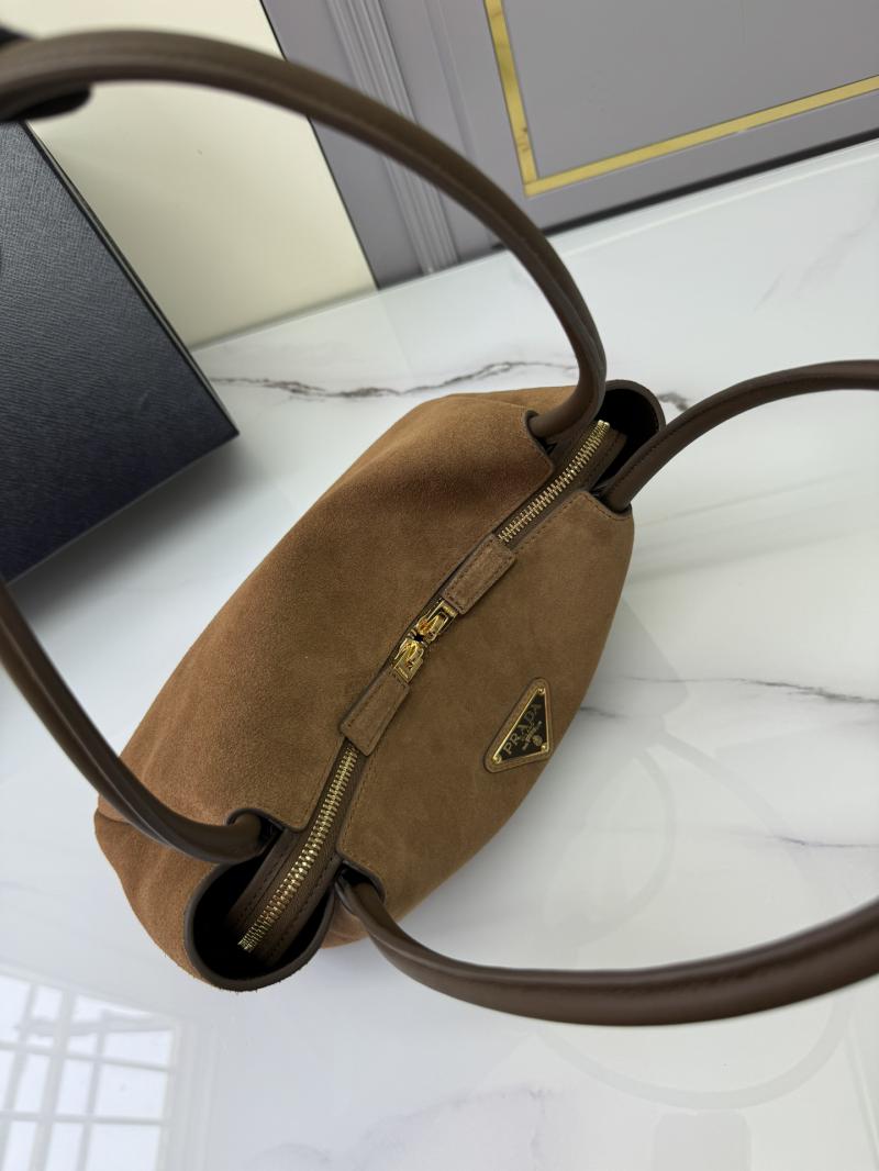 Prada Medium Suede Handbag Brown 1BA444