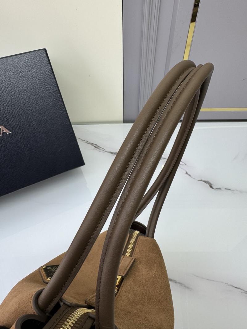 Prada Medium Suede Handbag Brown 1BA444