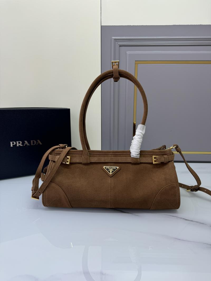 Prada Medium suede handbag Brown 1BA426