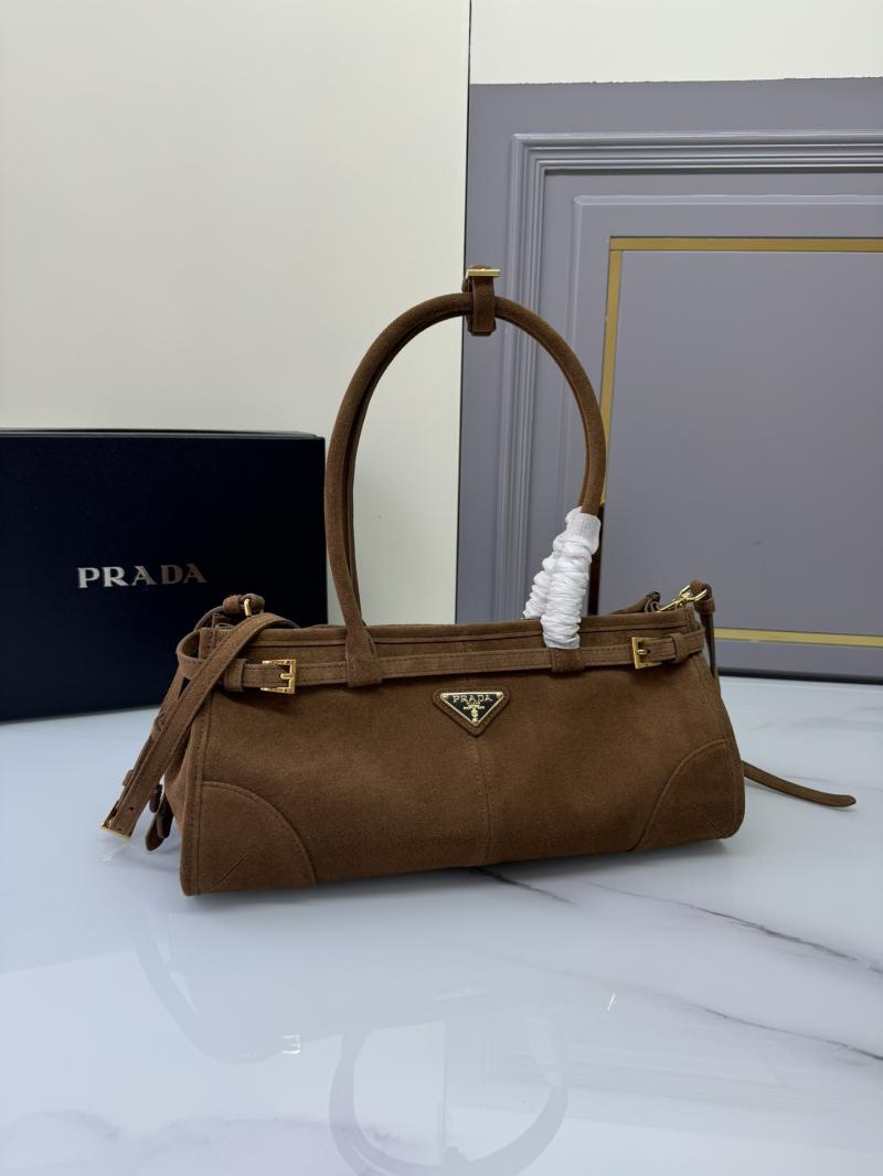 Prada Medium suede handbag Brown 1BA426