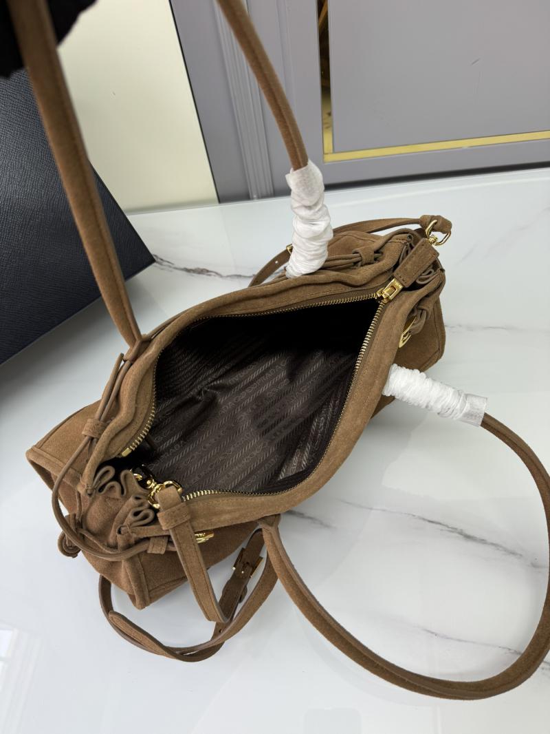 Prada Medium suede handbag Brown 1BA426