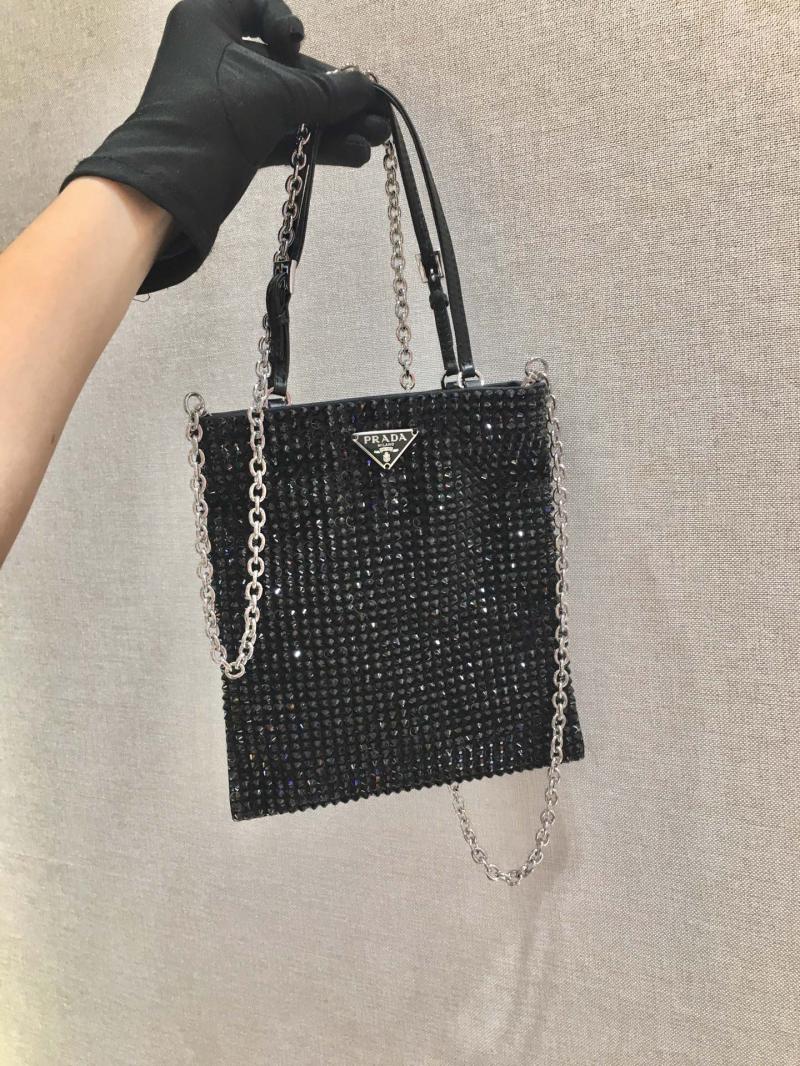 Prada Rhinestone Handbag 1N6608 Black