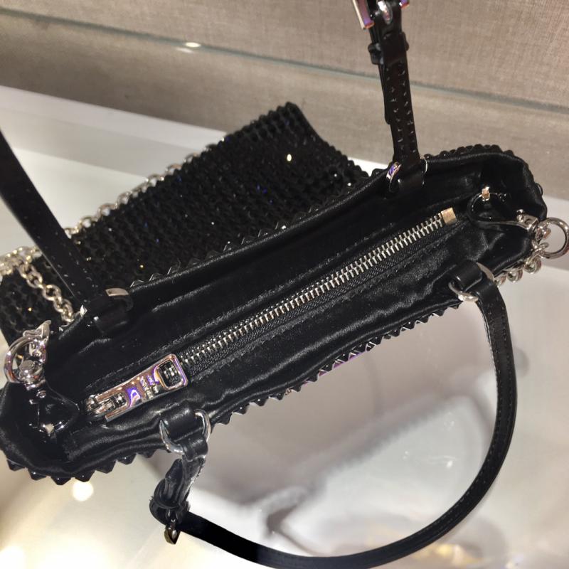 Prada Rhinestone Handbag 1N6608 Black