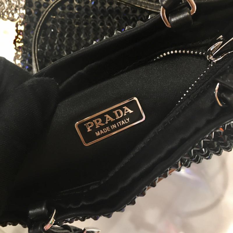 Prada Rhinestone Handbag 1N6608 Black