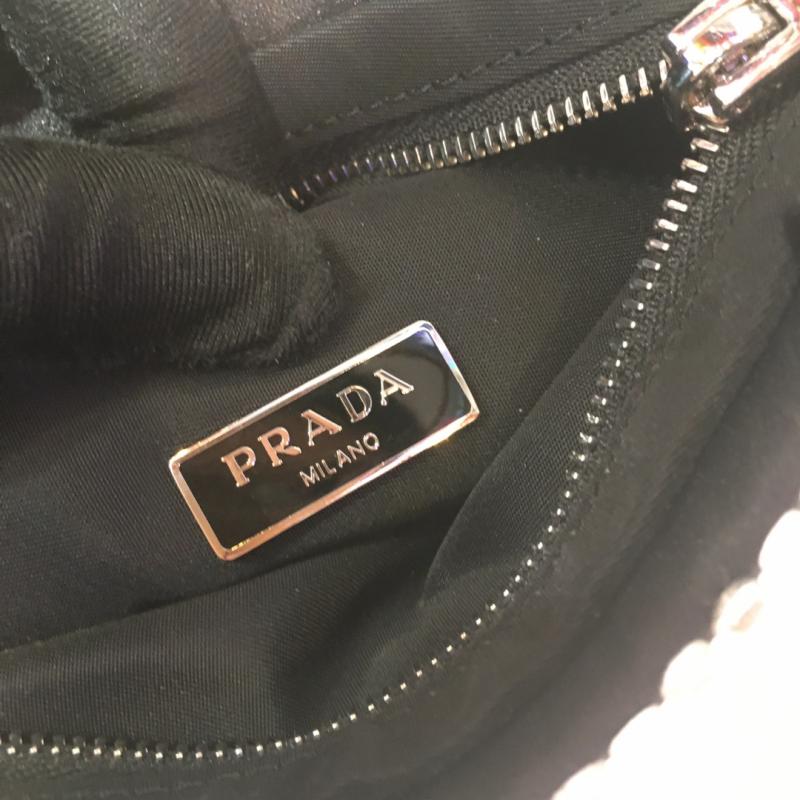 Prada Rhinestone Handbag 1N6608 Silver