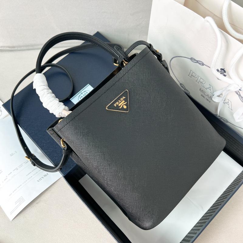 Prada Saffiano Leather Double Medium Bag 1BA212 Black