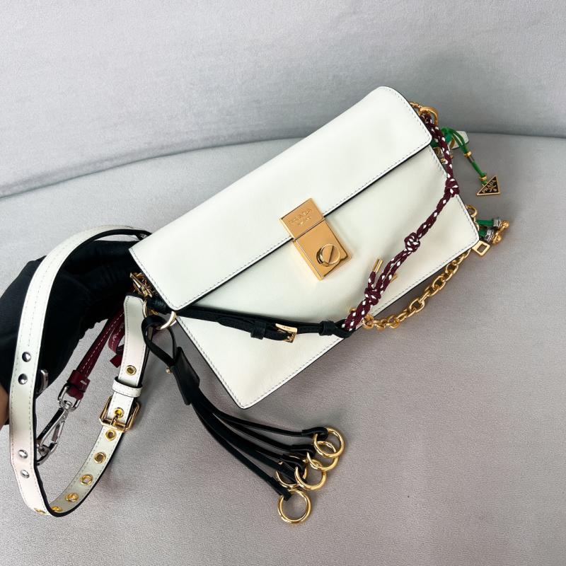 Prada Soft Sound small leather shoulder bag 1BD379 White