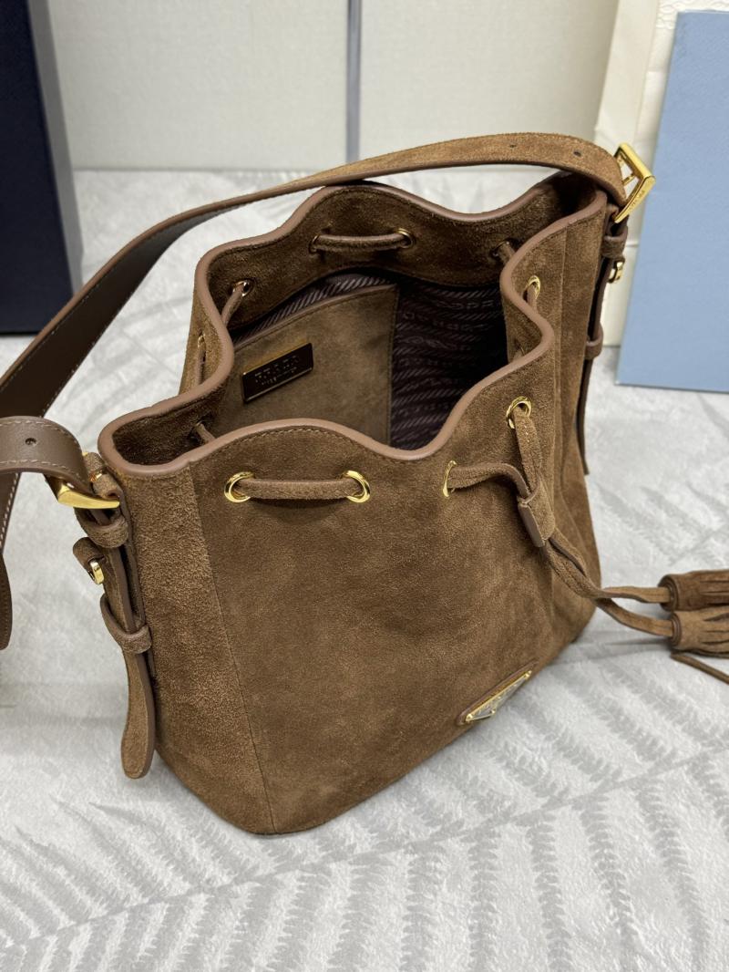 Prada Suede Bucket Bag Brown 1BE079