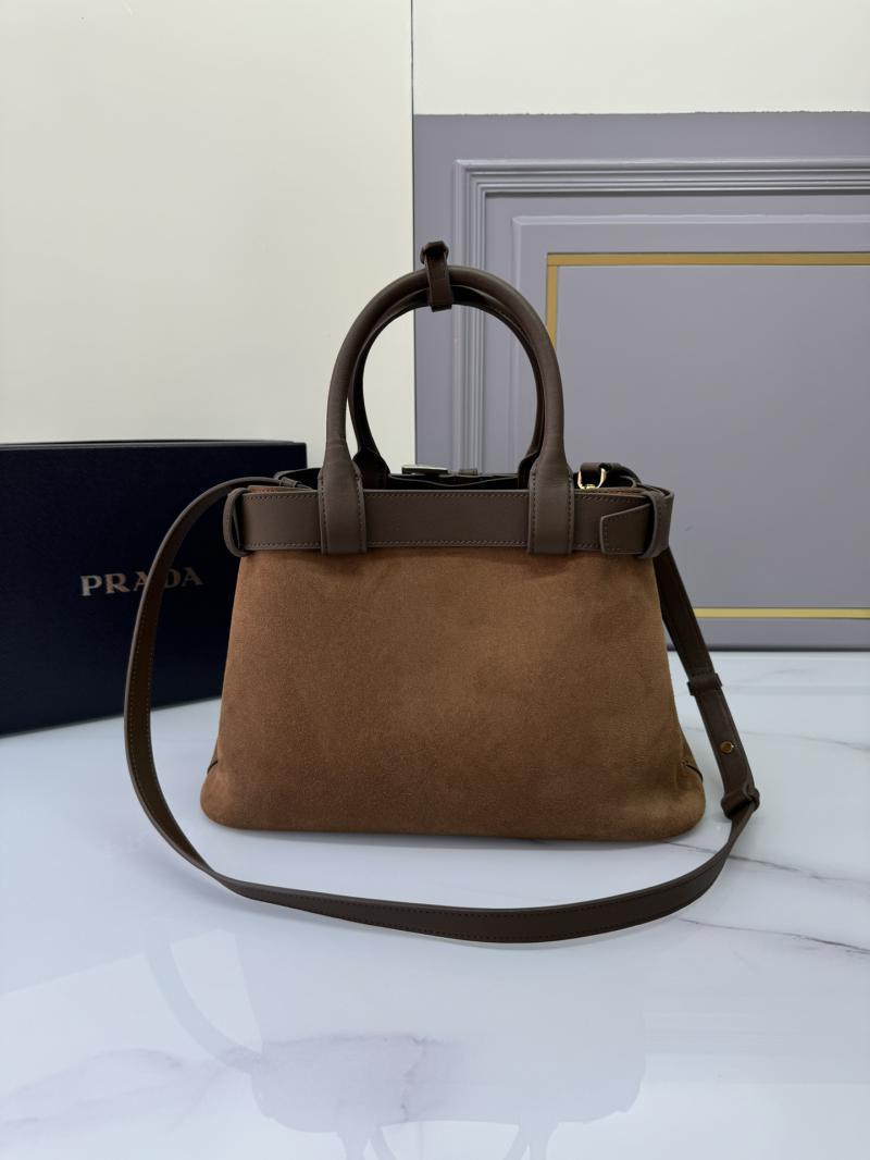 Prada Suede Buckle Bag Brown 1BA434