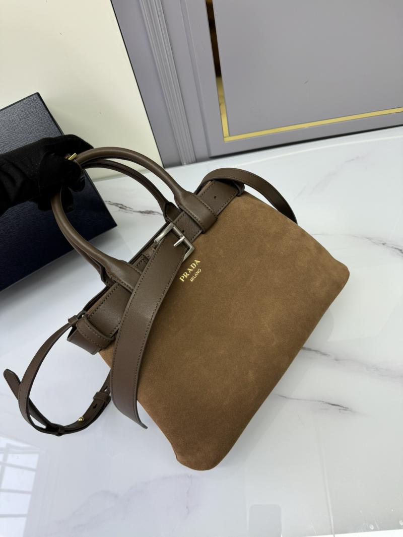 Prada Suede Buckle Bag Brown 1BA434