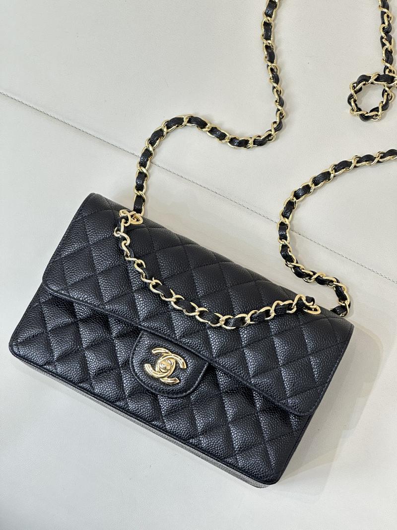 Small Chanel Caviar Flap Bag A01117 Black with Gold