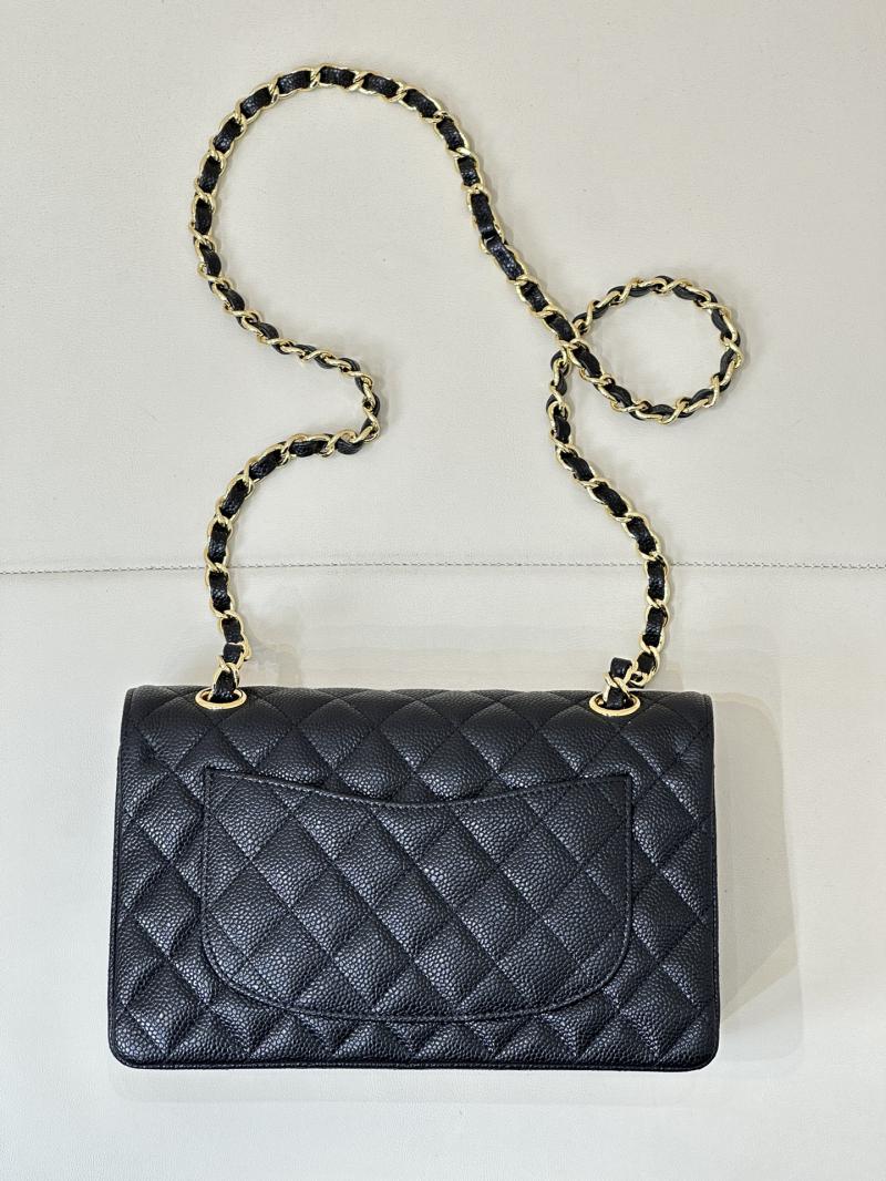 Small Chanel Caviar Flap Bag A01117 Black with Gold