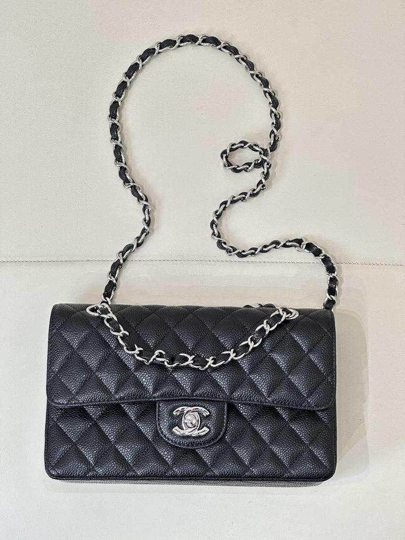 Small Chanel Caviar Flap Bag A01117 Black with Silver