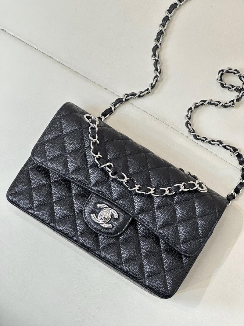 Small Chanel Caviar Flap Bag A01117 Black with Silver