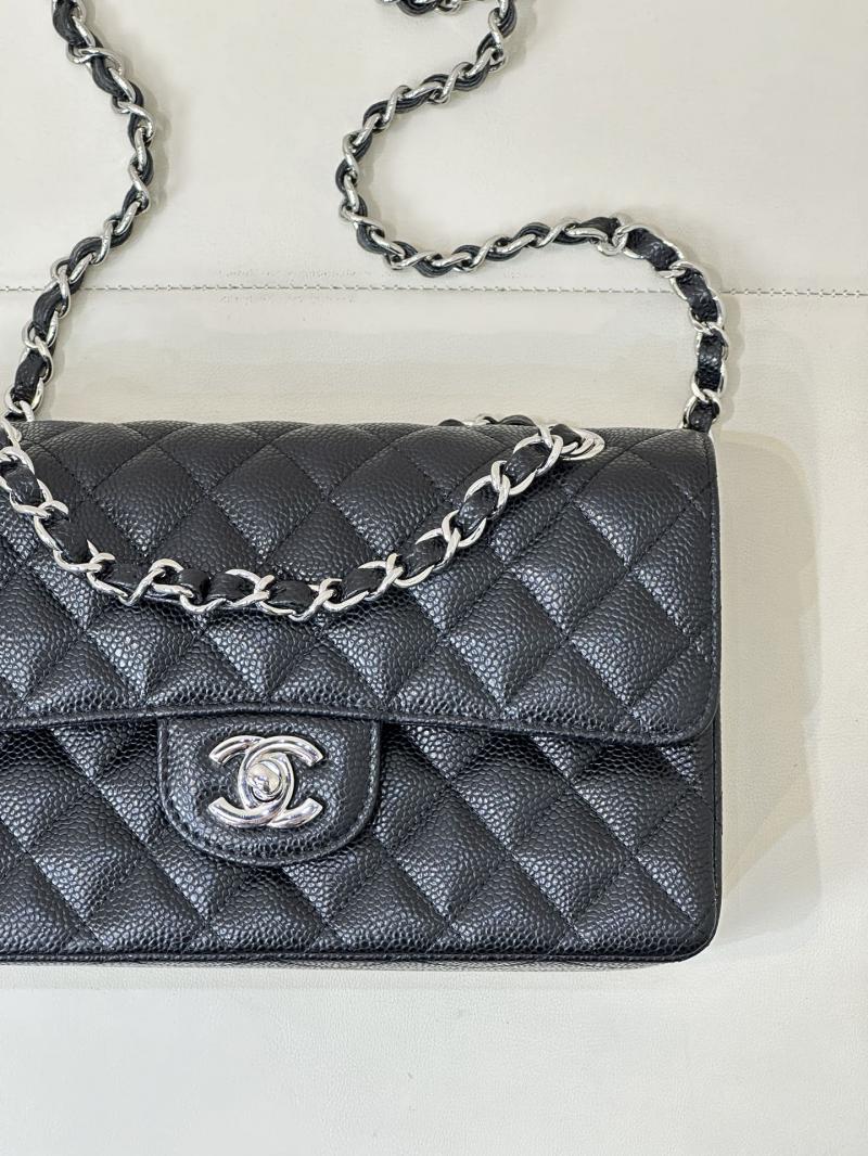 Small Chanel Caviar Flap Bag A01117 Black with Silver