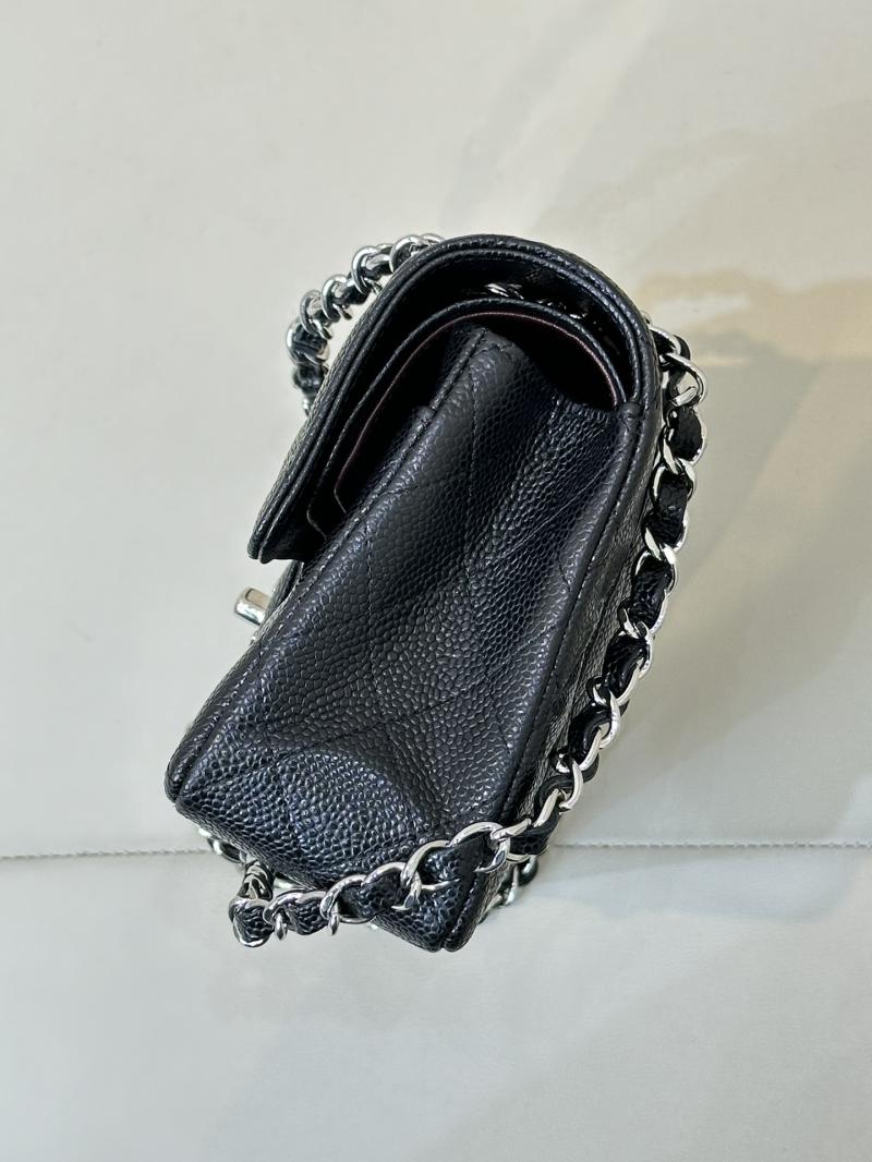 Small Chanel Caviar Flap Bag A01117 Black with Silver