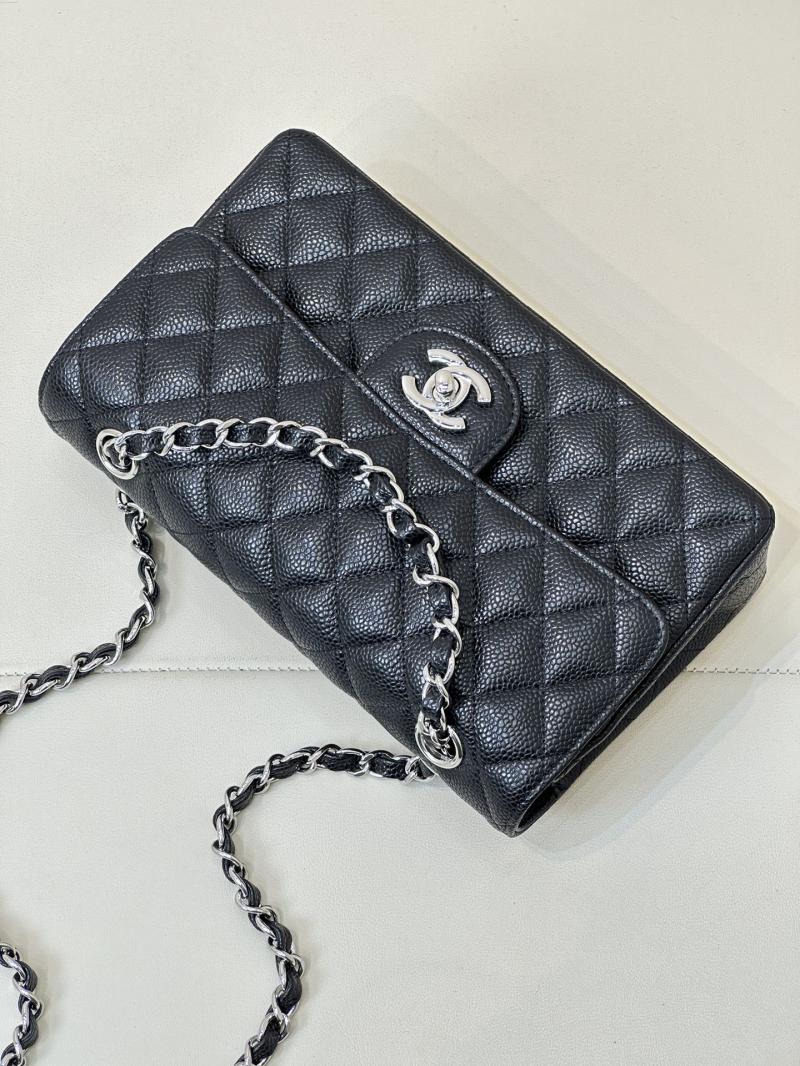 Small Chanel Caviar Flap Bag A01117 Black with Silver