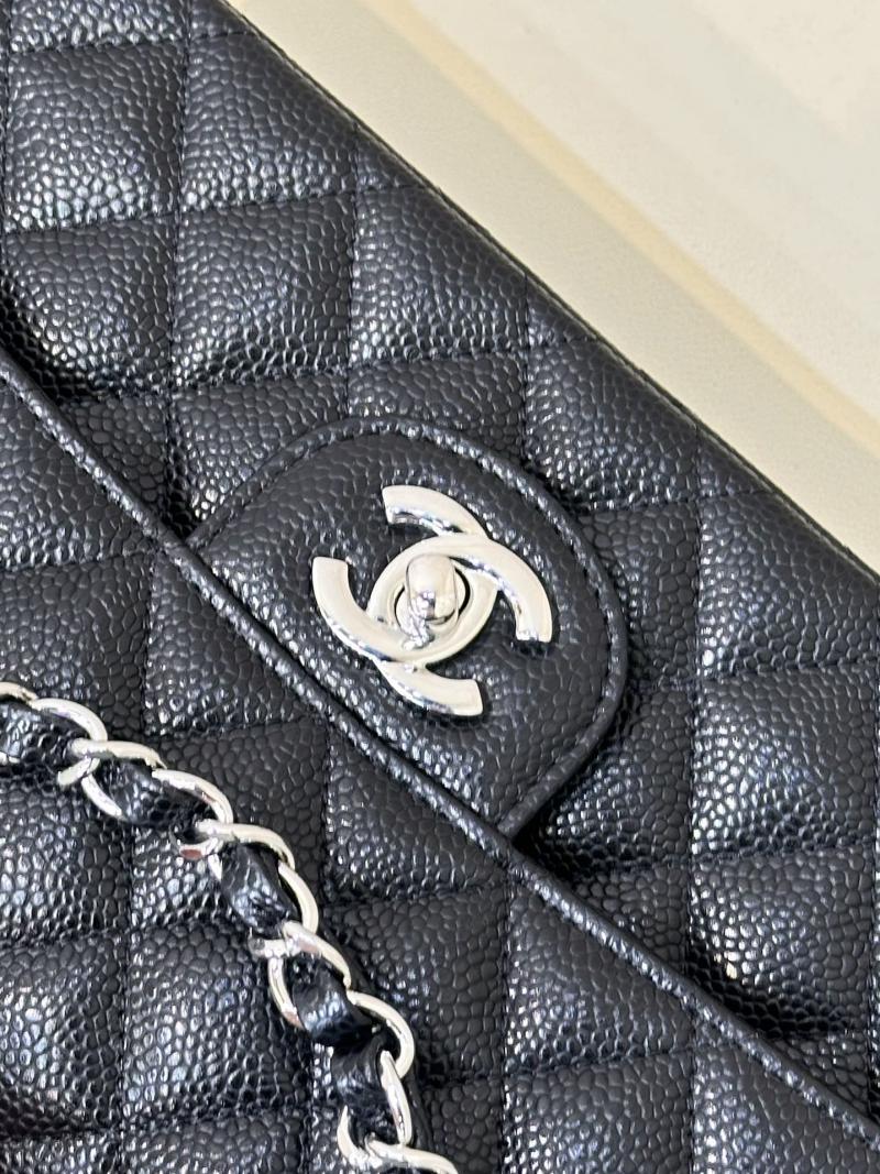 Small Chanel Caviar Flap Bag A01117 Black with Silver