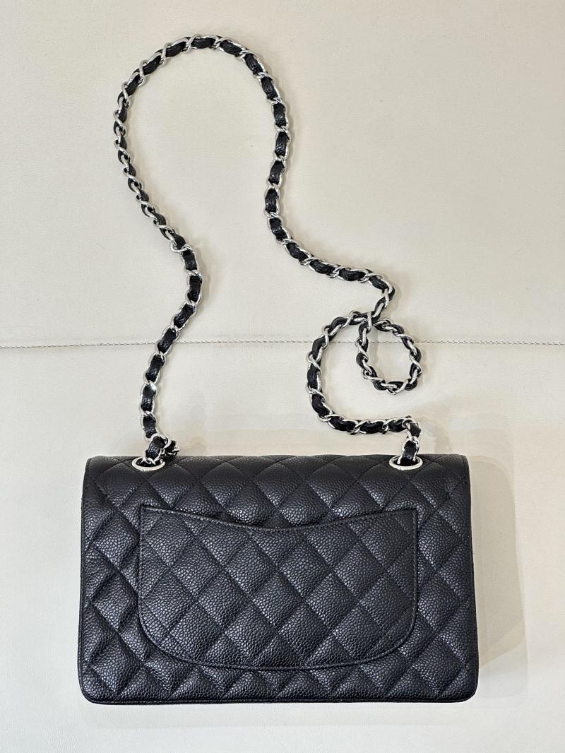 Small Chanel Caviar Flap Bag A01117 Black with Silver