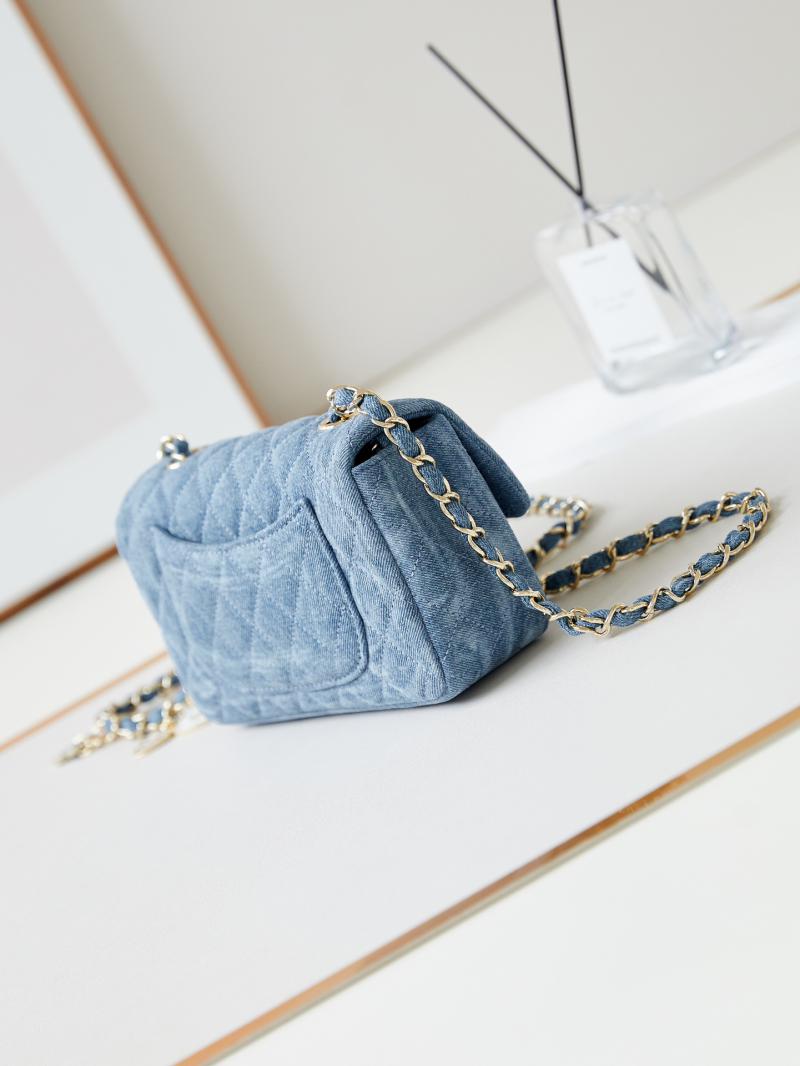 Small Chanel Denim Flap Bag Light Blue A01116