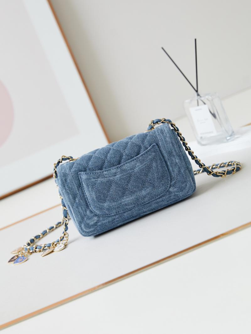 Small Chanel Denim Flap Bag Light Blue A01116