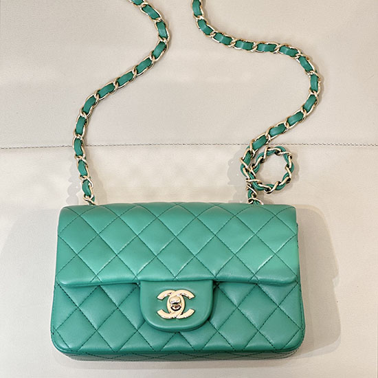 Small Chanel Lambskin Flap Bag A01116 Green