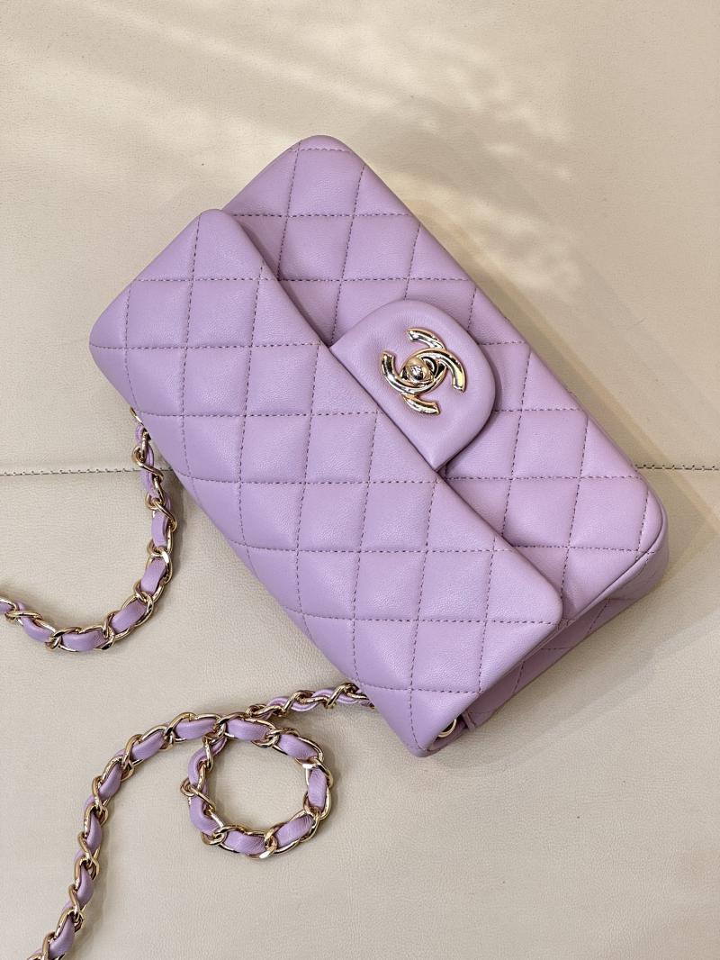 Small Chanel Lambskin Flap Bag A01116 Purple