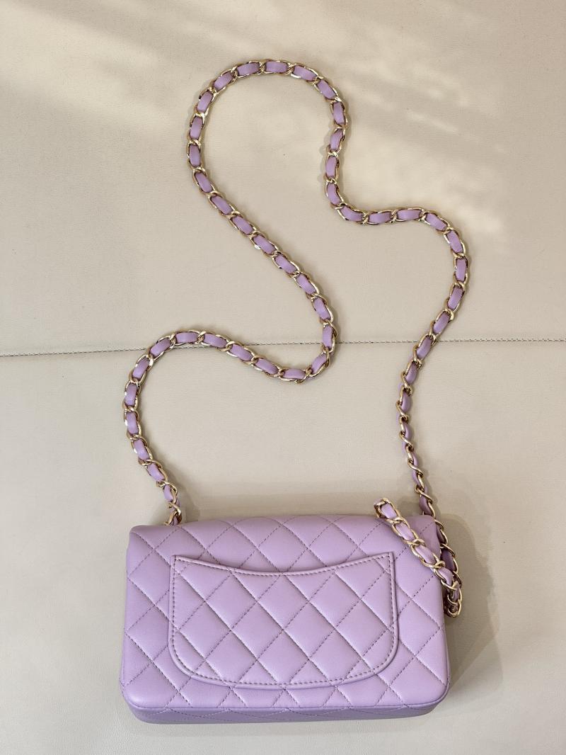 Small Chanel Lambskin Flap Bag A01116 Purple