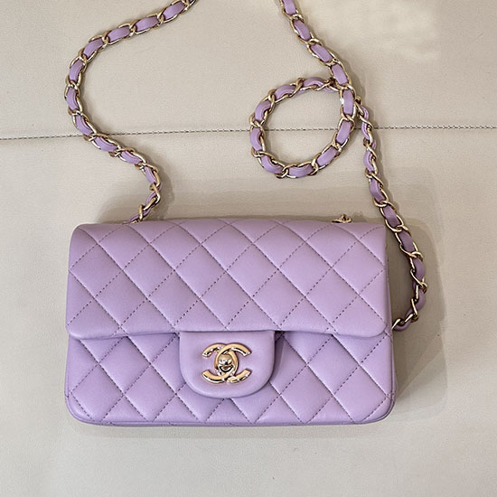 Small Chanel Lambskin Flap Bag A01116 Purple