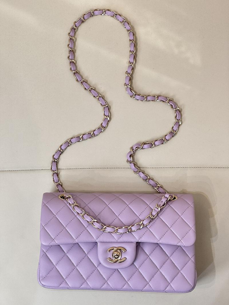 Small Chanel Lambskin Flap Bag A01117 Purple