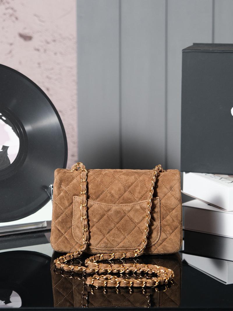 Small Chanel Suede Flap Bag Caramel A01116