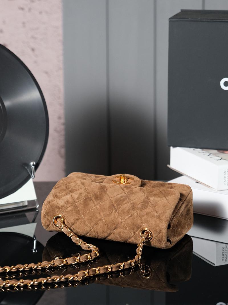 Small Chanel Suede Flap Bag Caramel A01116