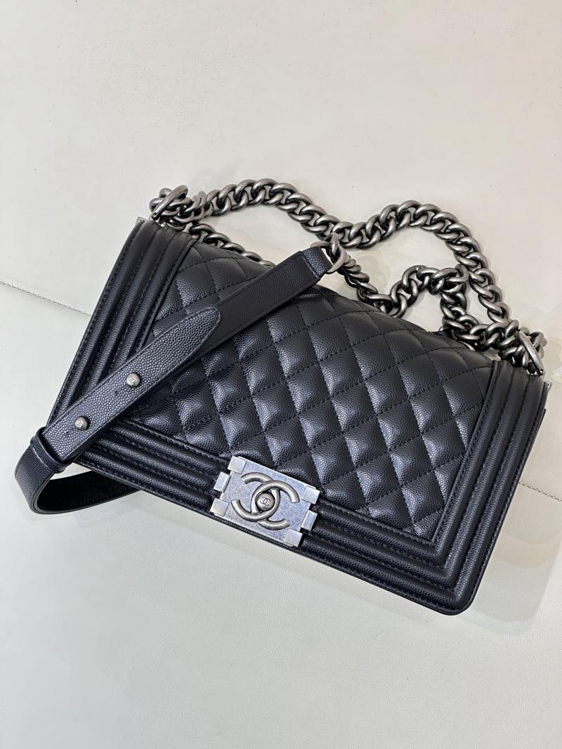 Boy Chanel Handbag A67086 Black with Silver