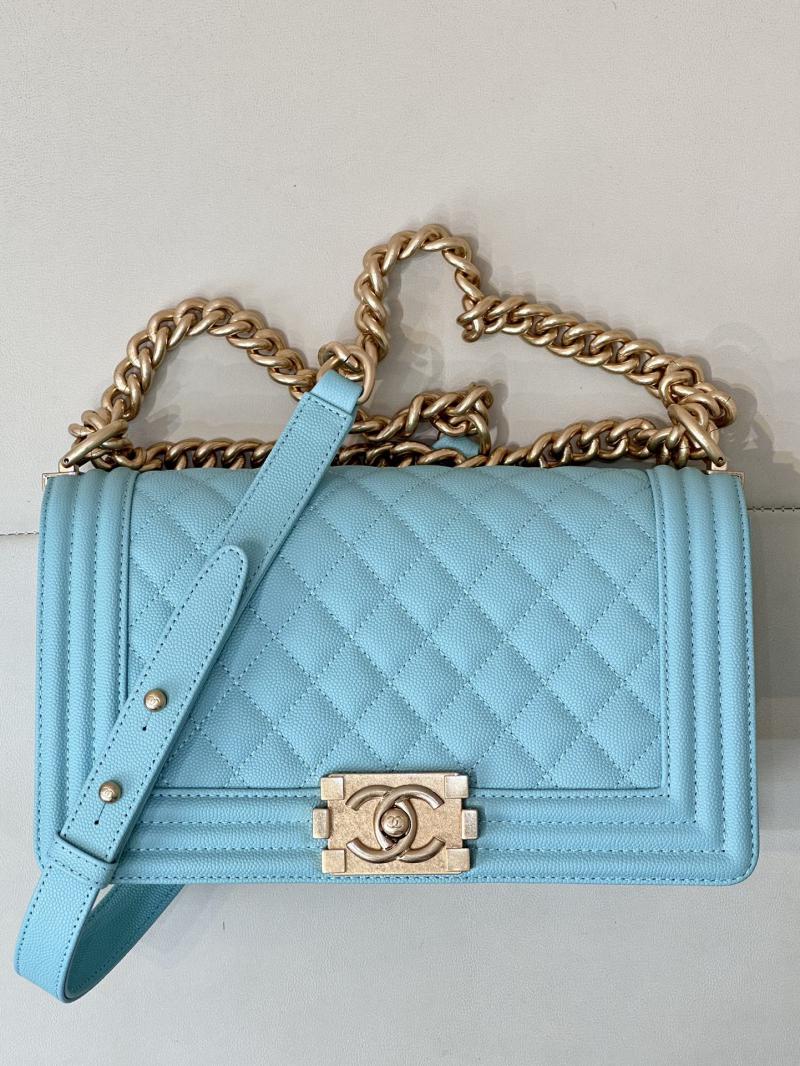 Boy Chanel Handbag A67086 Blue with Gold