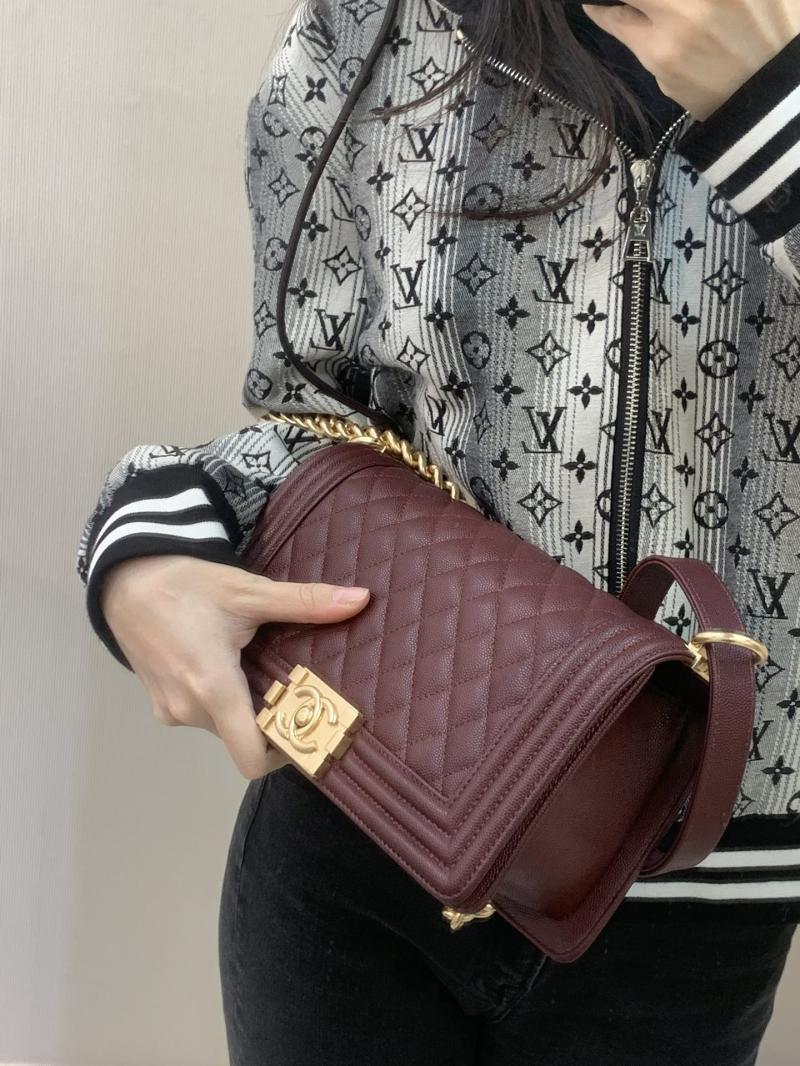 Boy Chanel Handbag A67086 Burgundy with Gold