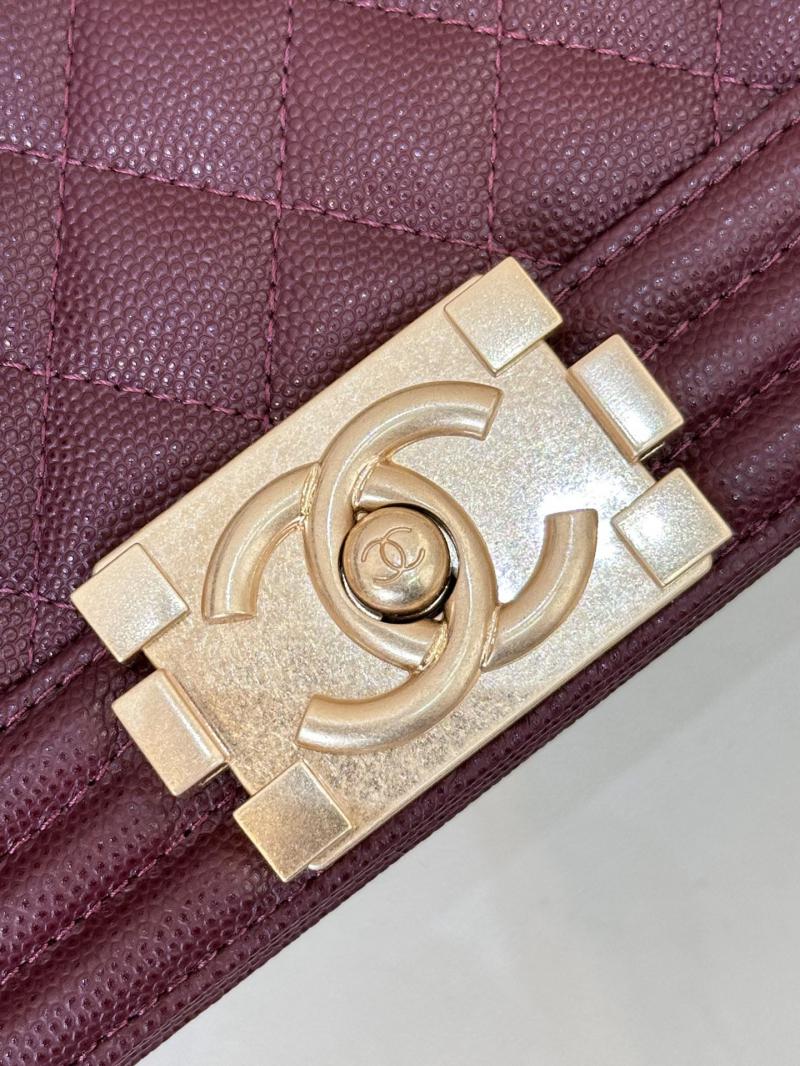 Boy Chanel Handbag A67086 Burgundy with Gold