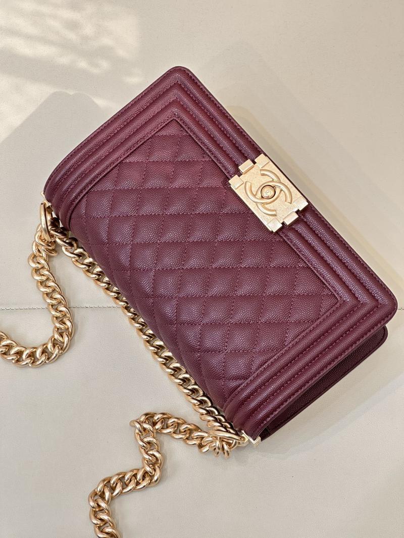 Boy Chanel Handbag A67086 Burgundy with Gold