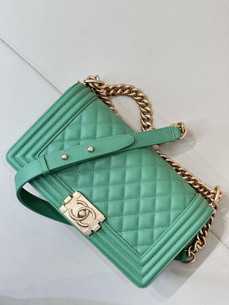 Boy Chanel Handbag A67086 Green with Gold