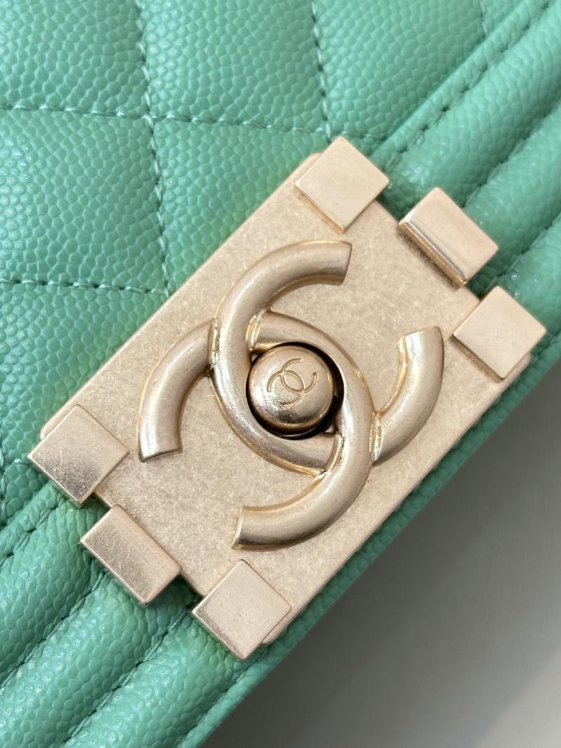 Boy Chanel Handbag A67086 Green with Gold