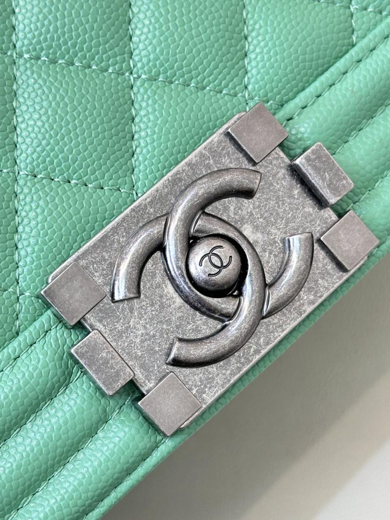 Boy Chanel Handbag A67086 Green with Silver