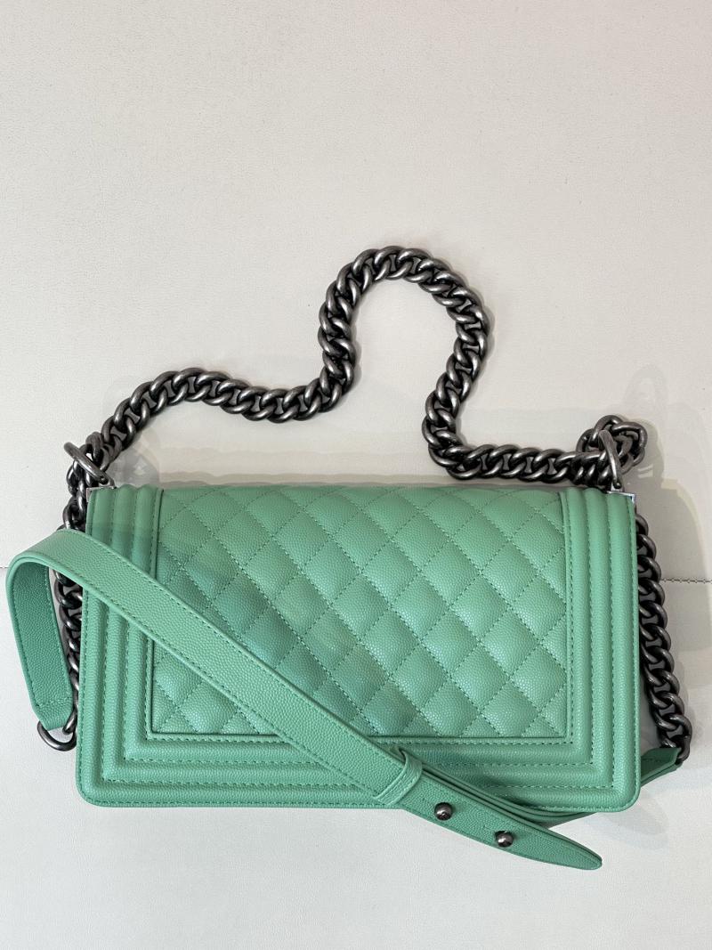 Boy Chanel Handbag A67086 Green with Silver