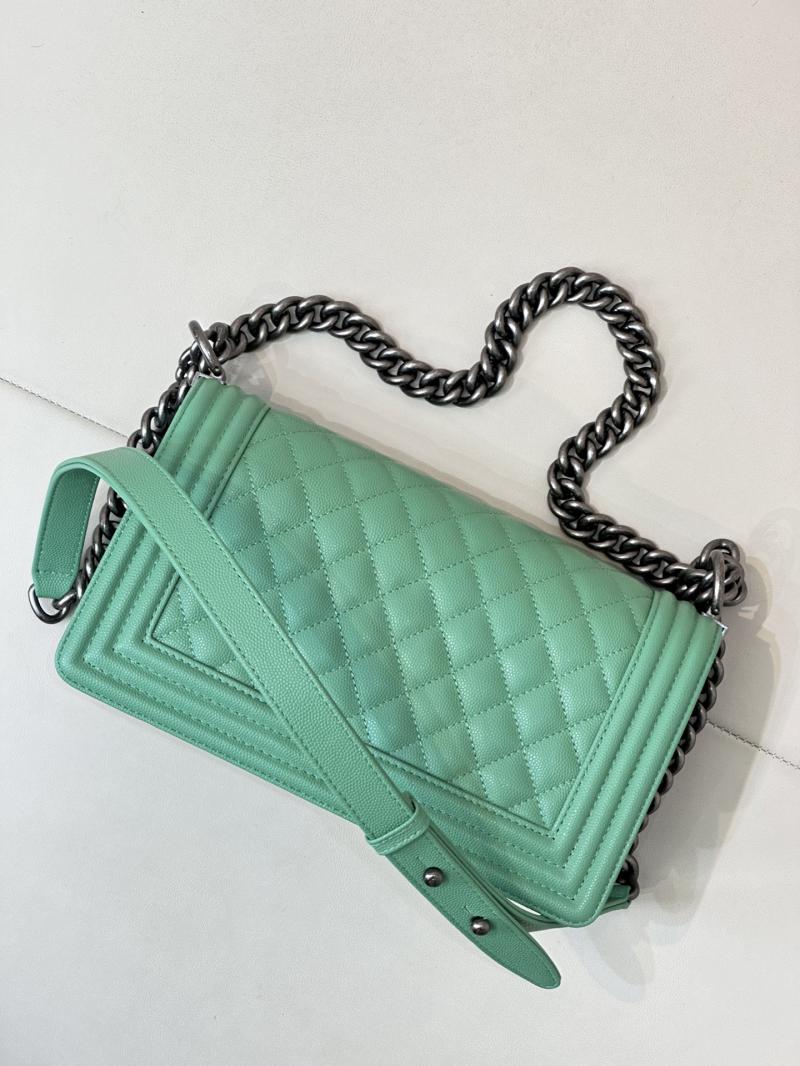 Boy Chanel Handbag A67086 Green with Silver