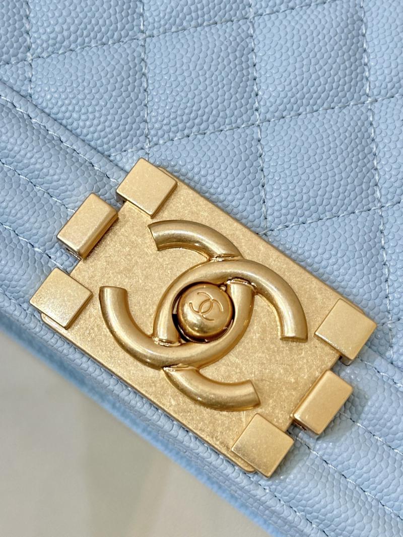 Boy Chanel Handbag A67086 Light Blue with Gold